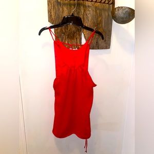 Red sheer sleeveless top